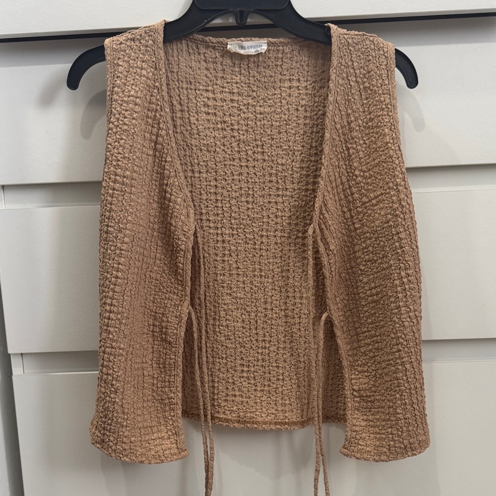 See You Monday Tan Textured Cardigan